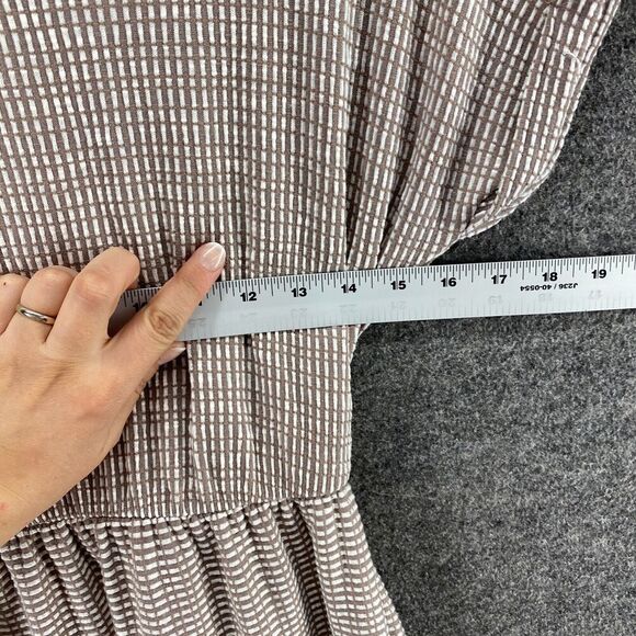 Unbranded Dress Women M Medium Brown Striped Sheath Short Belted Short Sleeve - Picture 3 of 5